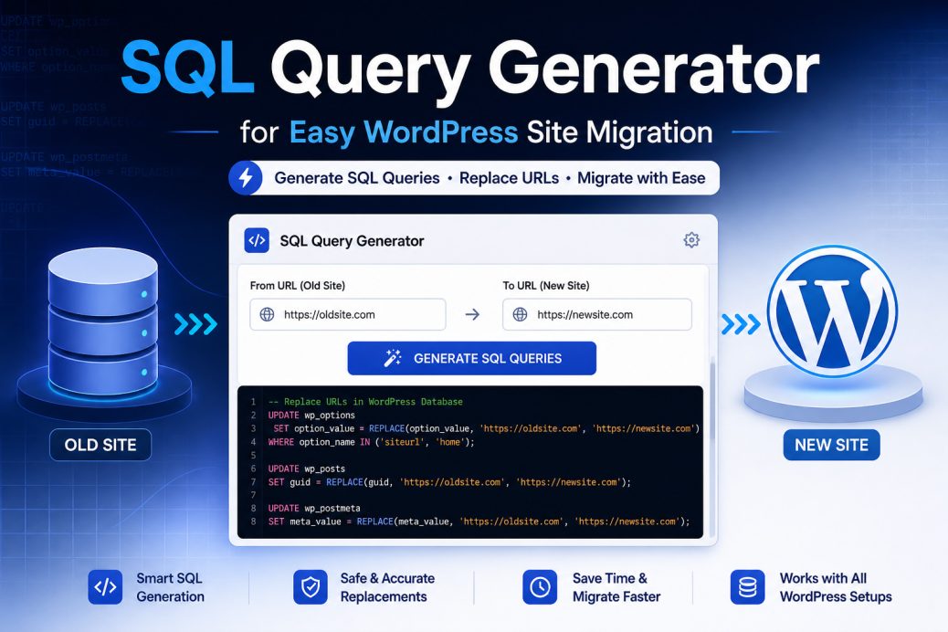 Free SQL Query Generator for WordPress Migration - PixelsPress