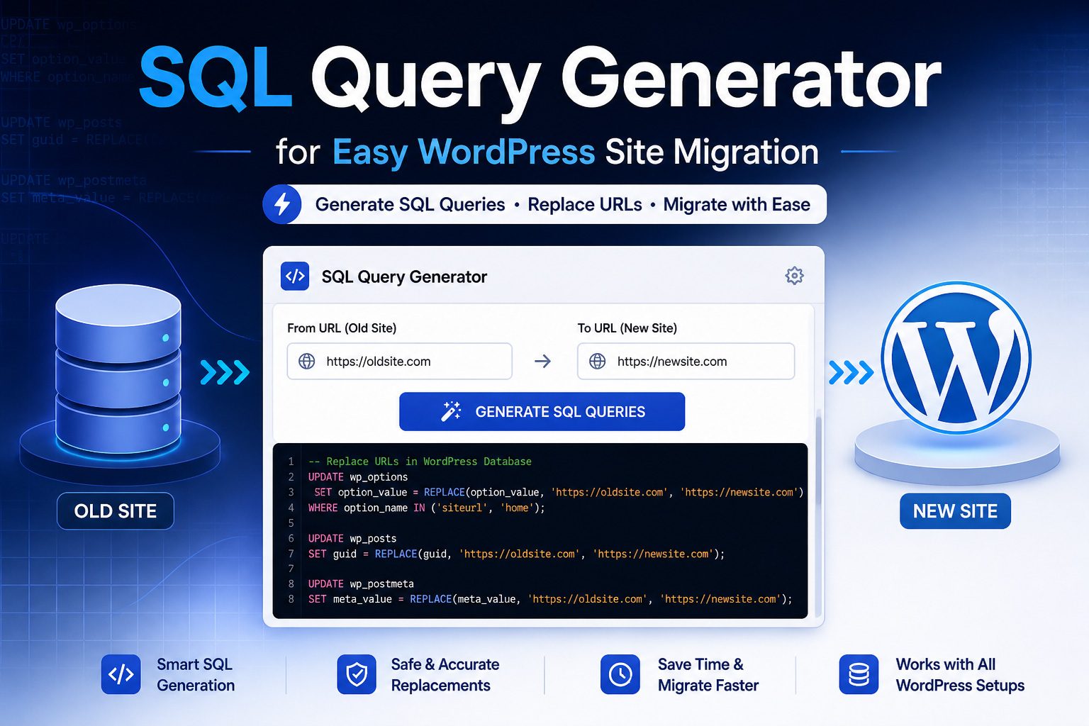 Free SQL Query Generator for WordPress Migration - PixelsPress